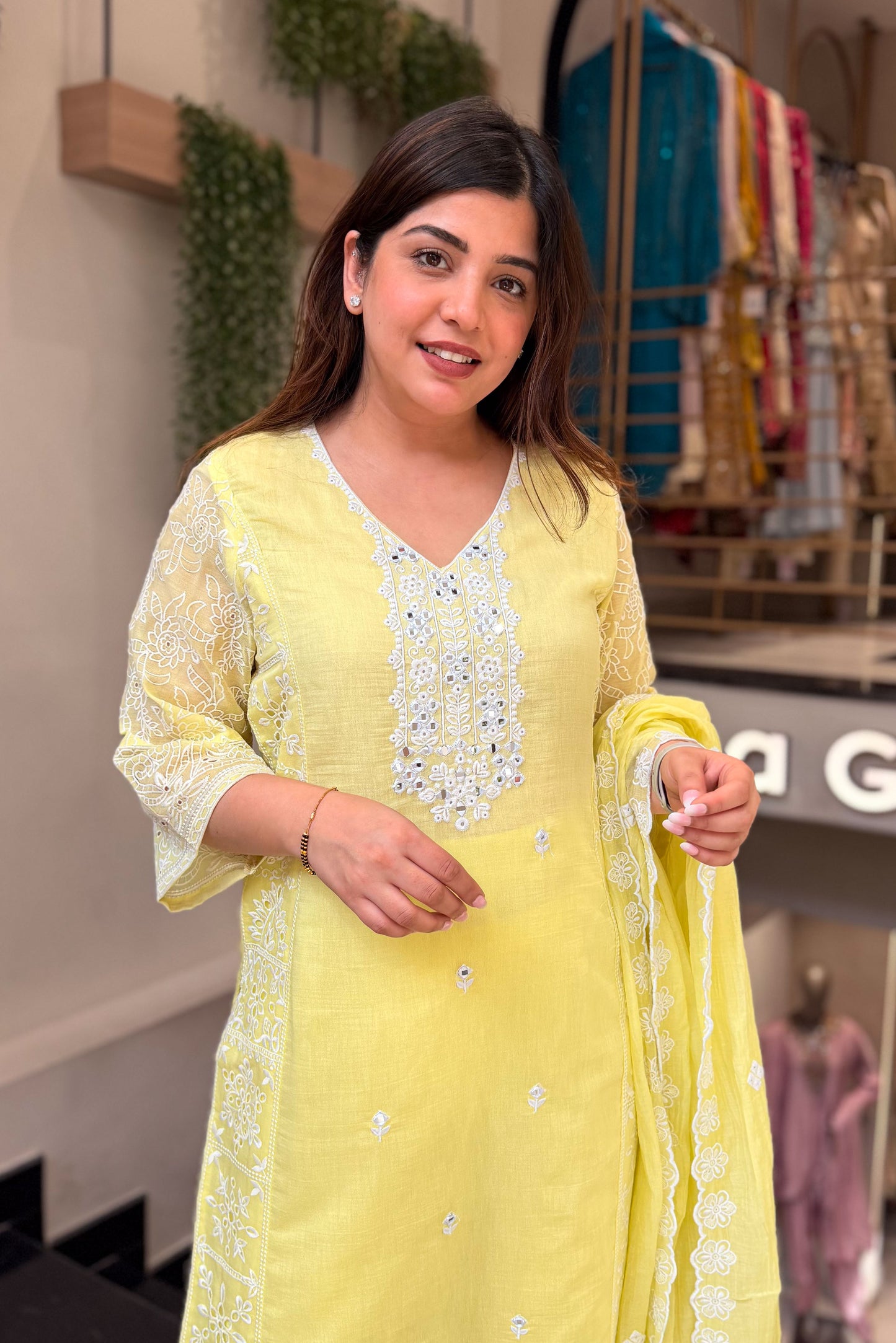 Ishvaya Floral Mirror Embroidered Suit Set