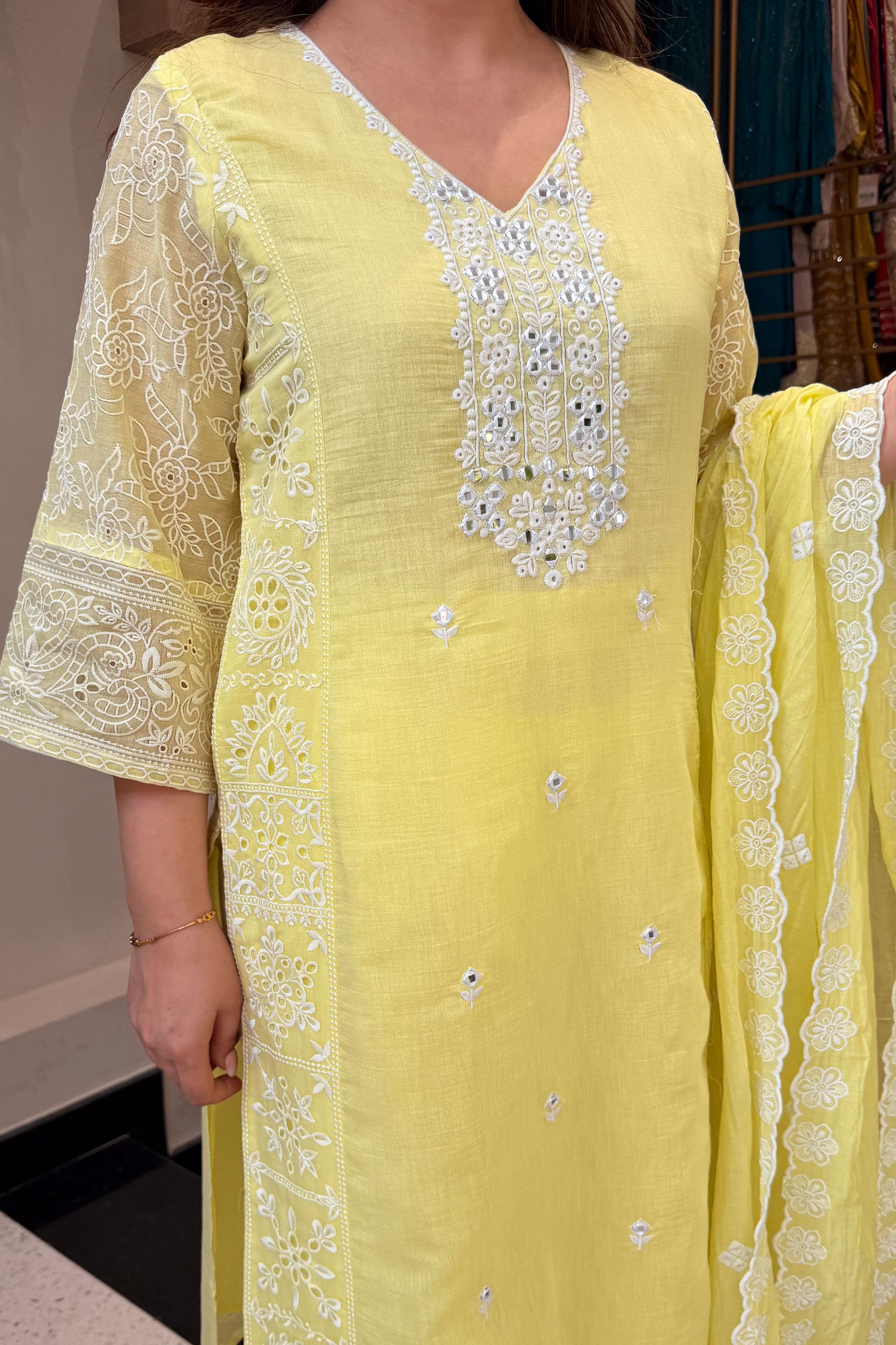 Ishvaya Floral Mirror Embroidered Suit Set