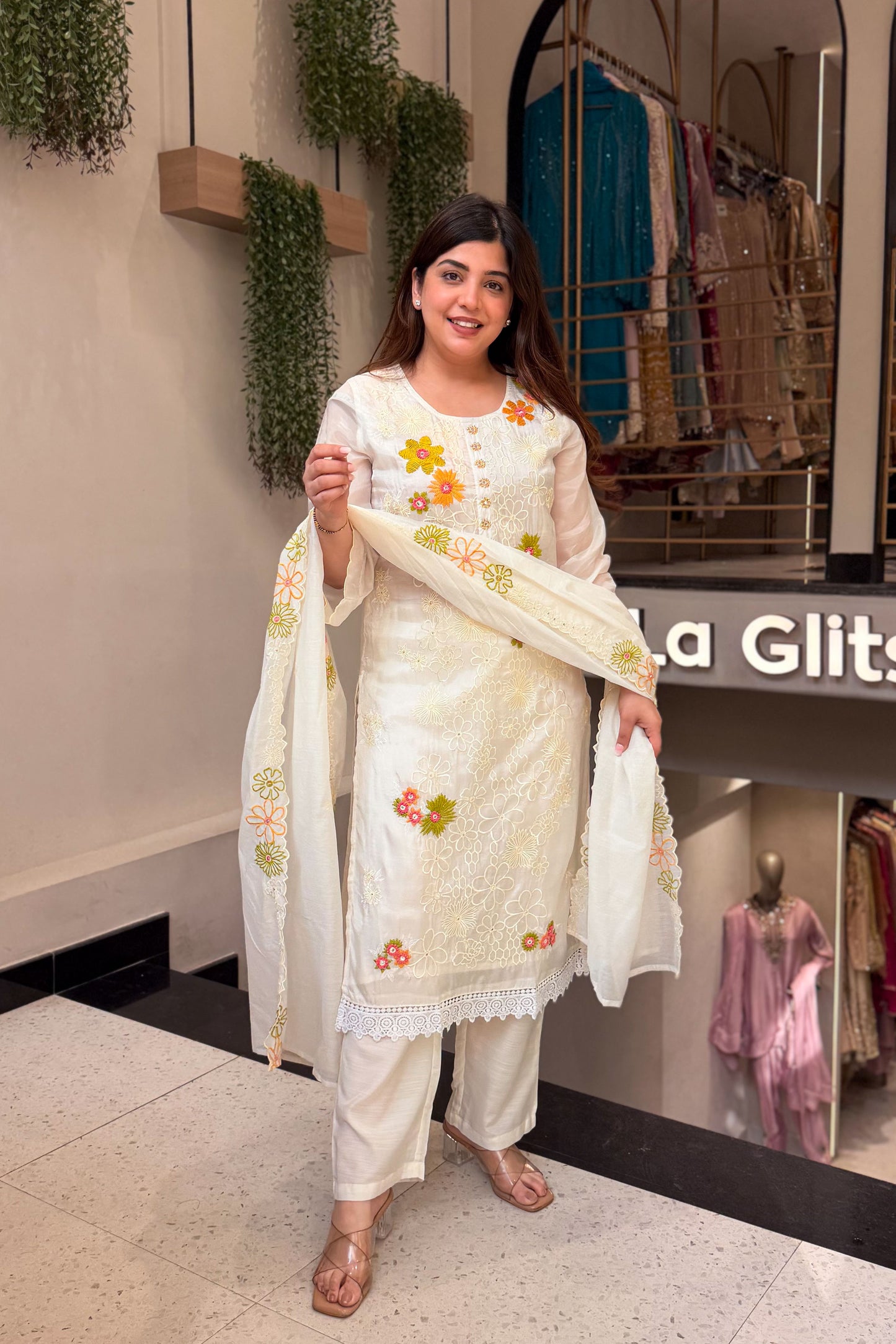Divika Bloom Embroidered Suit Set