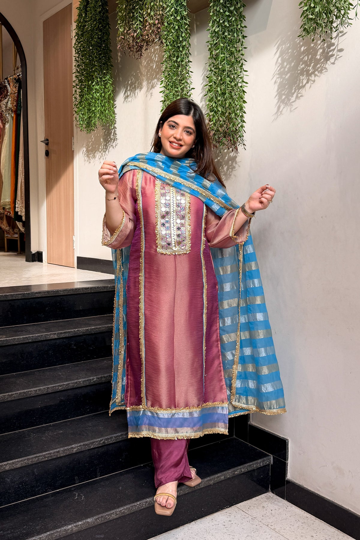 Shirvi Mirror Work Straight Suit Set