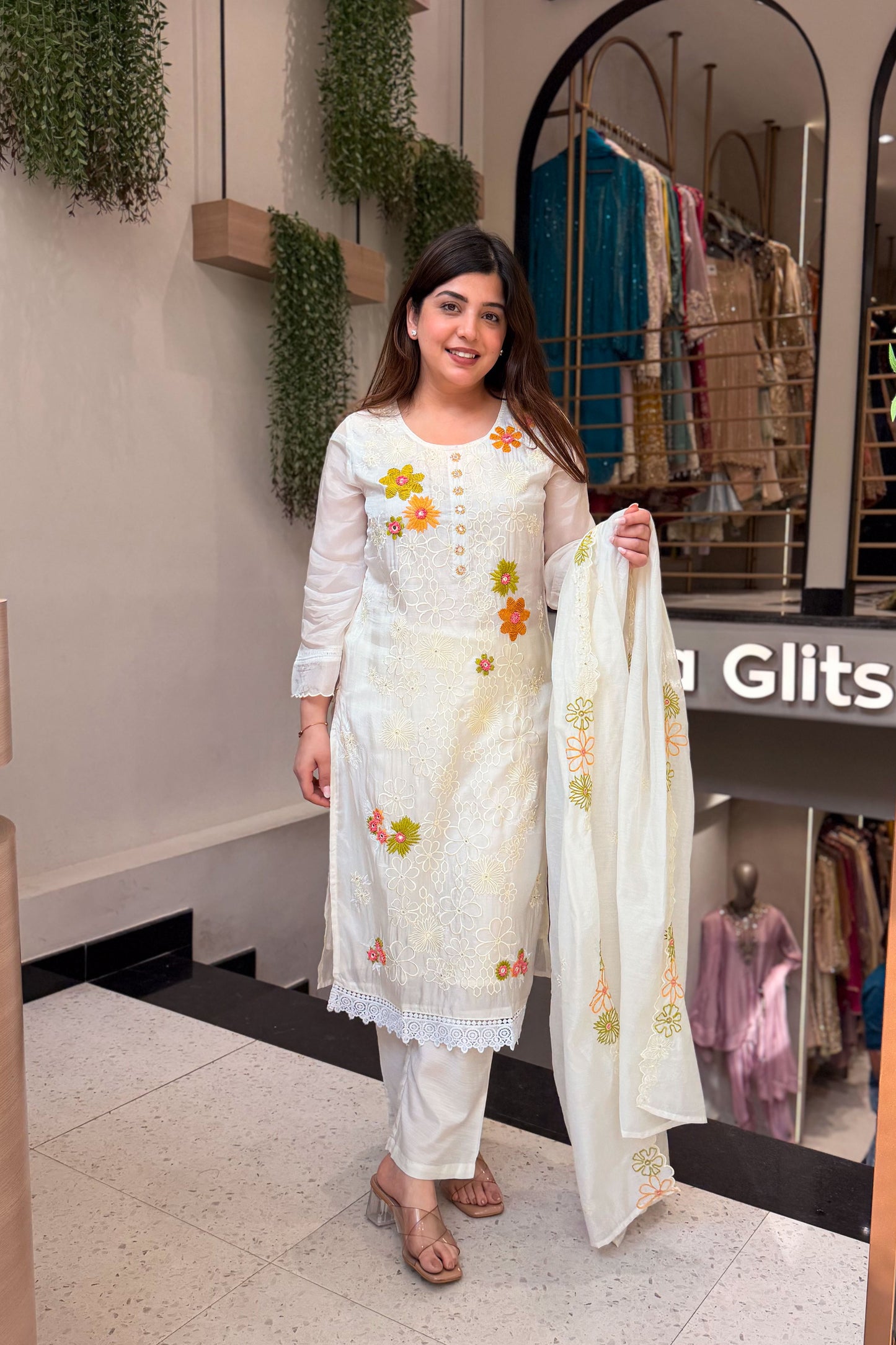 Divika Bloom Embroidered Suit Set