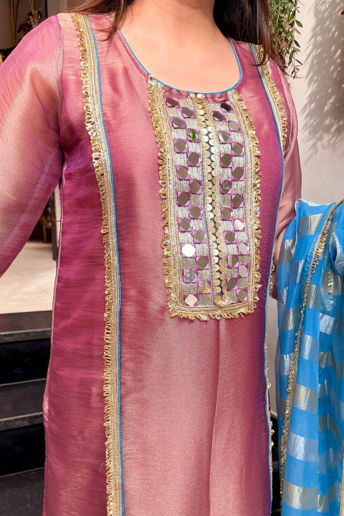 Shirvi Mirror Work Straight Suit Set