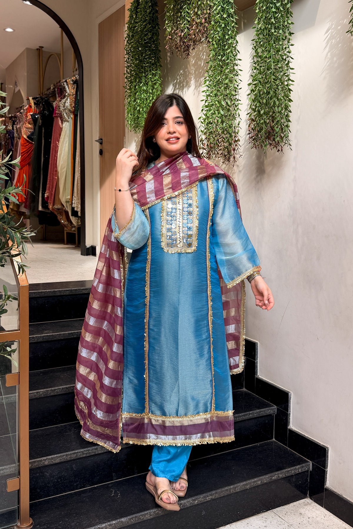 Shirvi Mirror Work Straight Suit Set