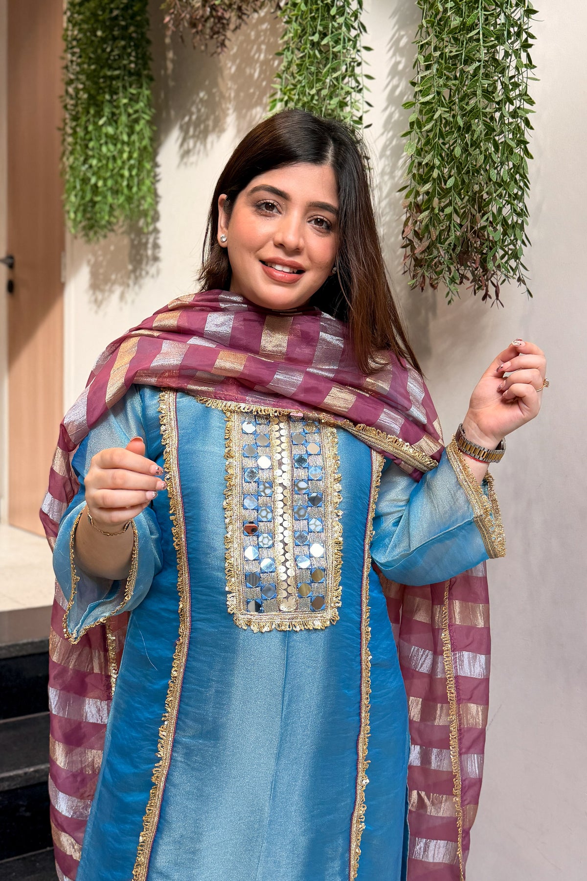 Shirvi Mirror Work Straight Suit Set