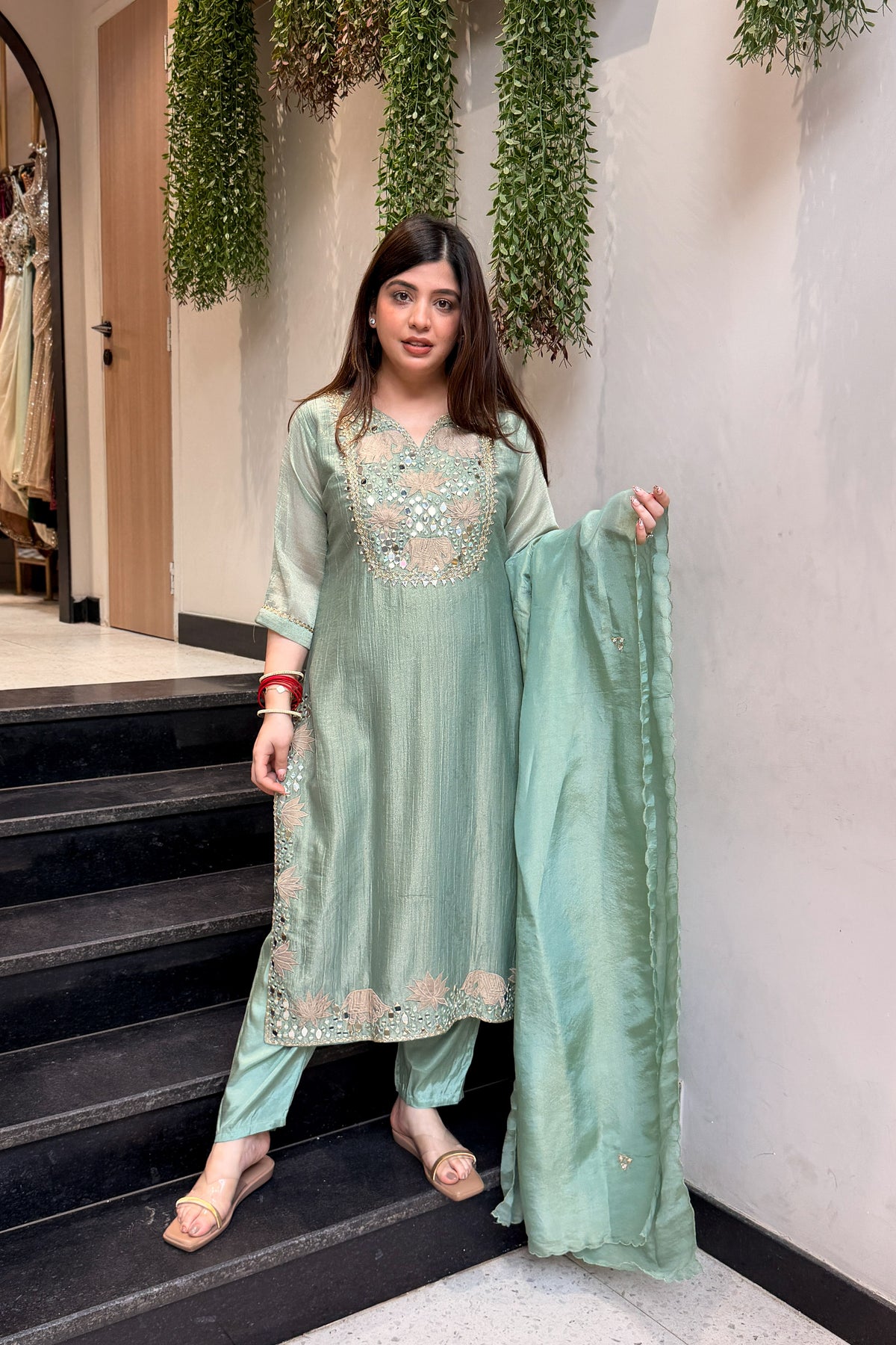 Areeba Mirror Work Suit Set