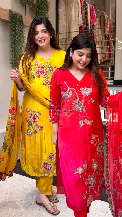 Zara Hand Painted & Embroidered Suit Set