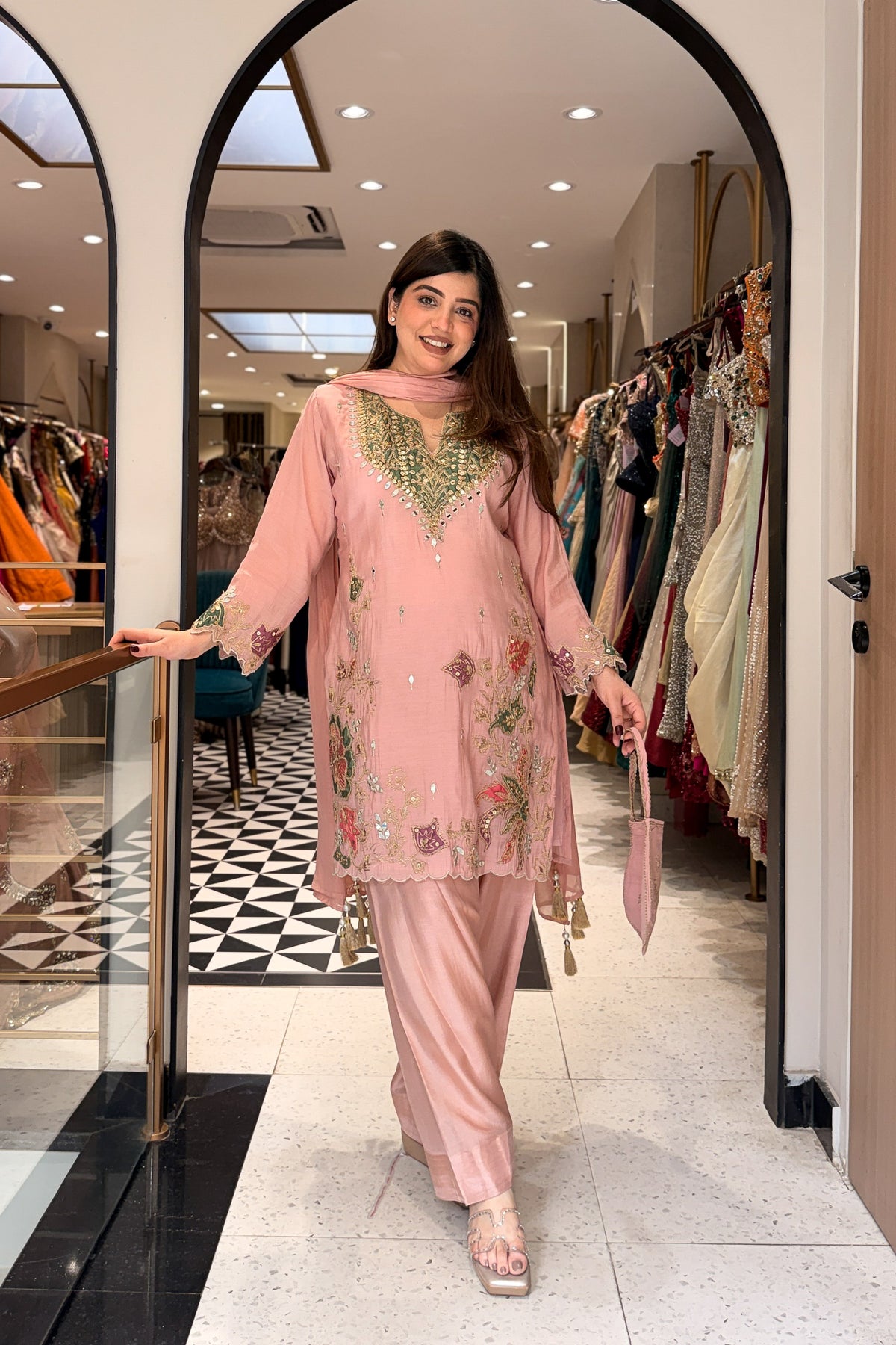 Dheena Silk Embroidered Salwar Set