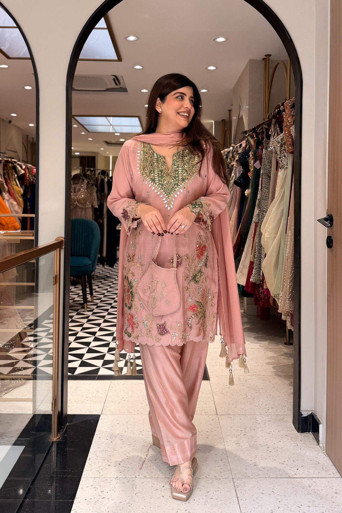 Dheena Silk Embroidered Salwar Set
