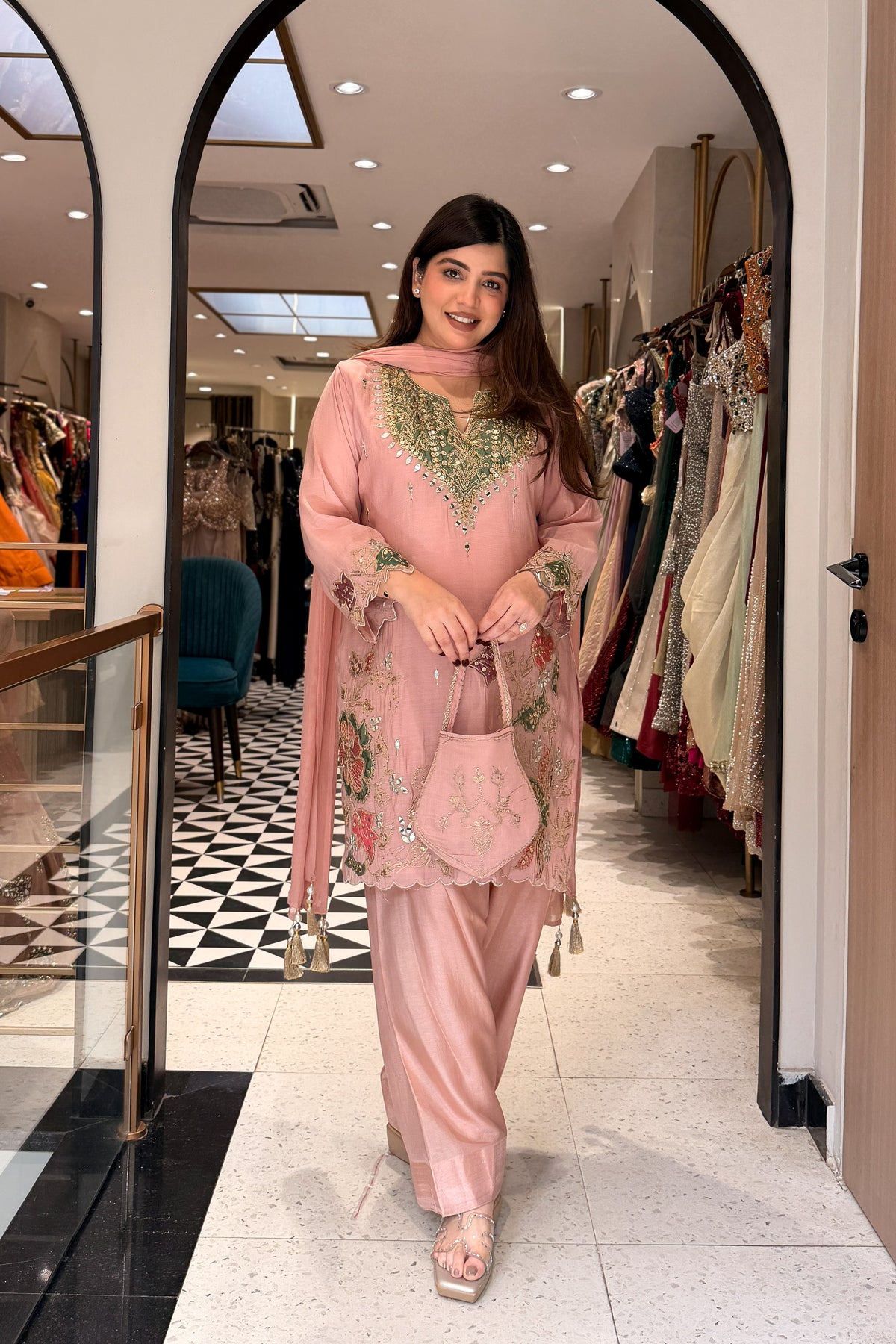 Dheena Silk Embroidered Salwar Set