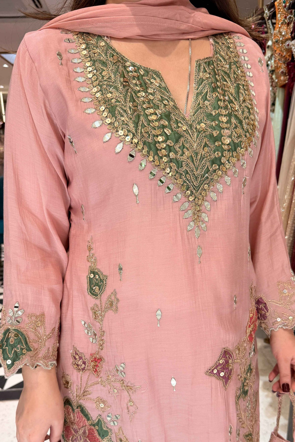 Dheena Silk Embroidered Salwar Set