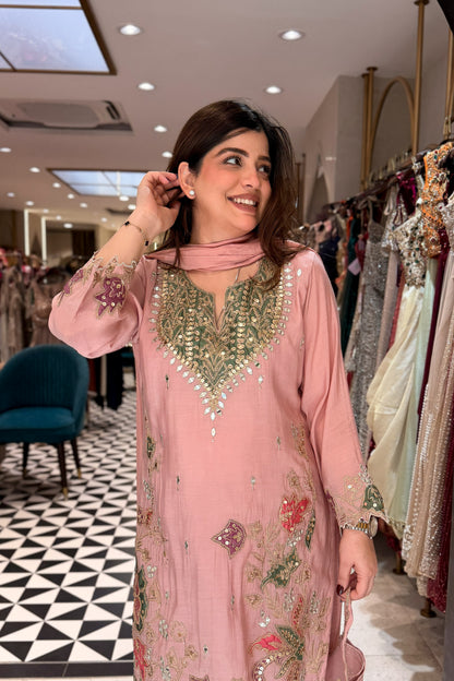 Dheena Silk Embroidered Salwar Set