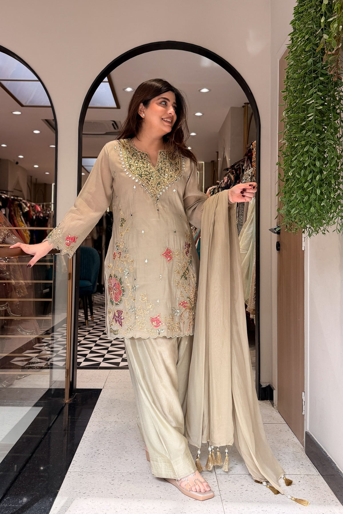 Dheena Silk Embroidered Salwar Set