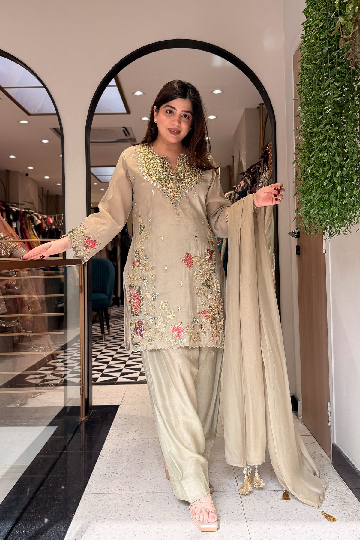 Dheena Silk Embroidered Salwar Set
