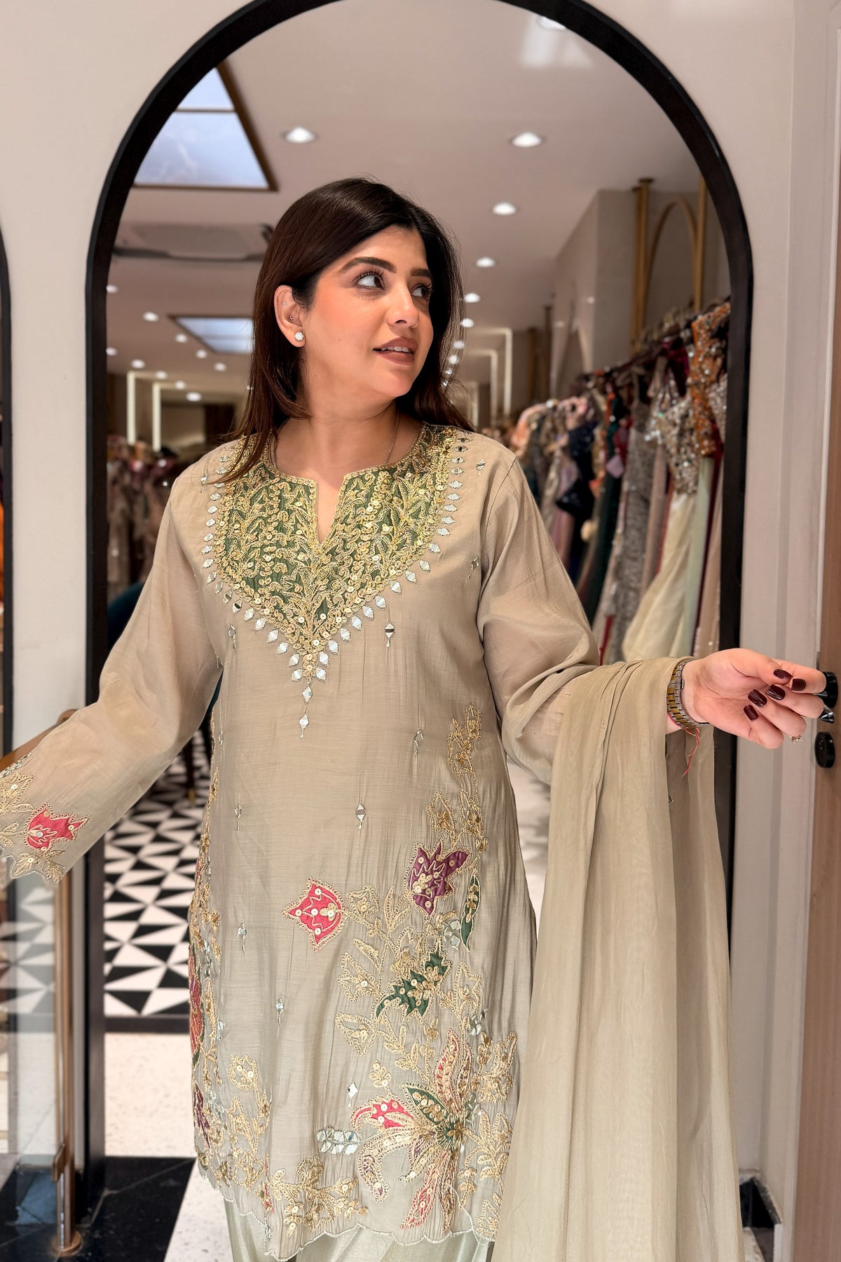 Dheena Silk Embroidered Salwar Set