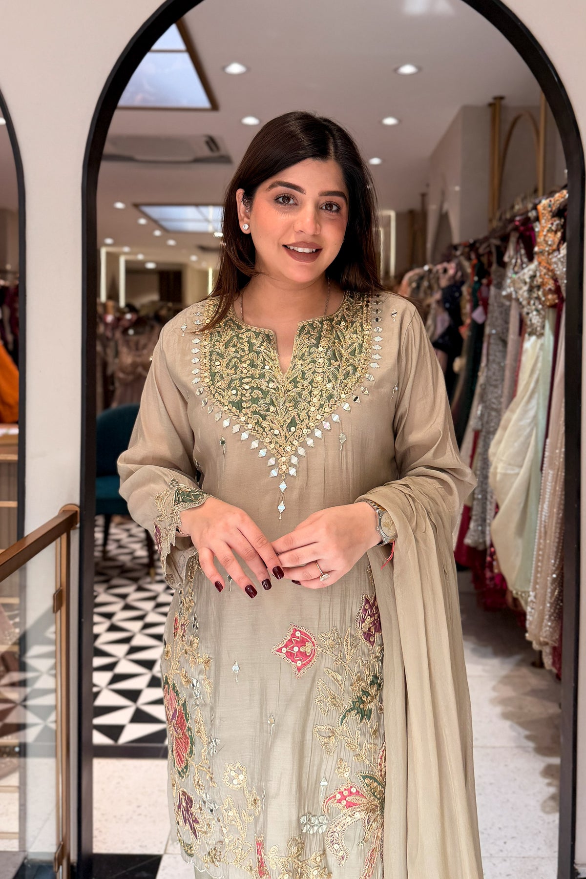 Dheena Silk Embroidered Salwar Set