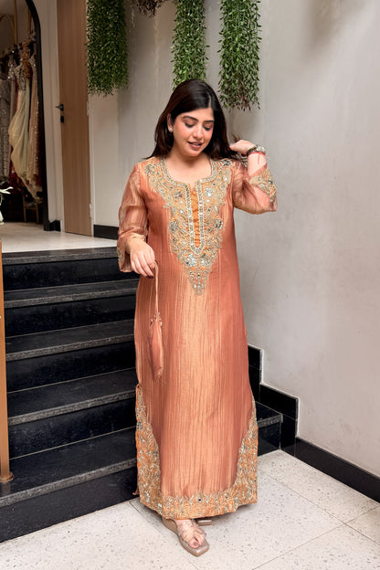 Tahini Mirror Embroidered Co ord Set with Potli