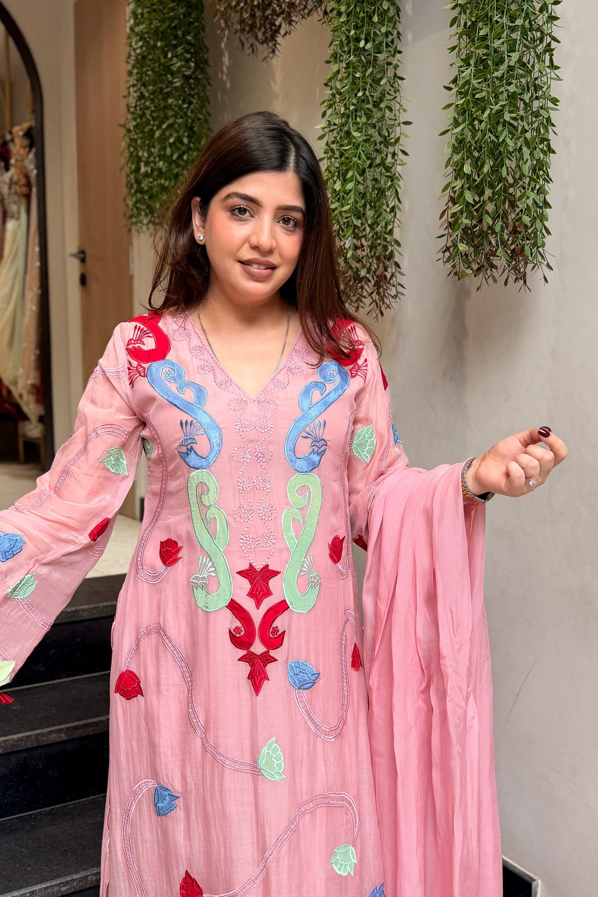Amaal Floral Embroidered Long Suit Set
