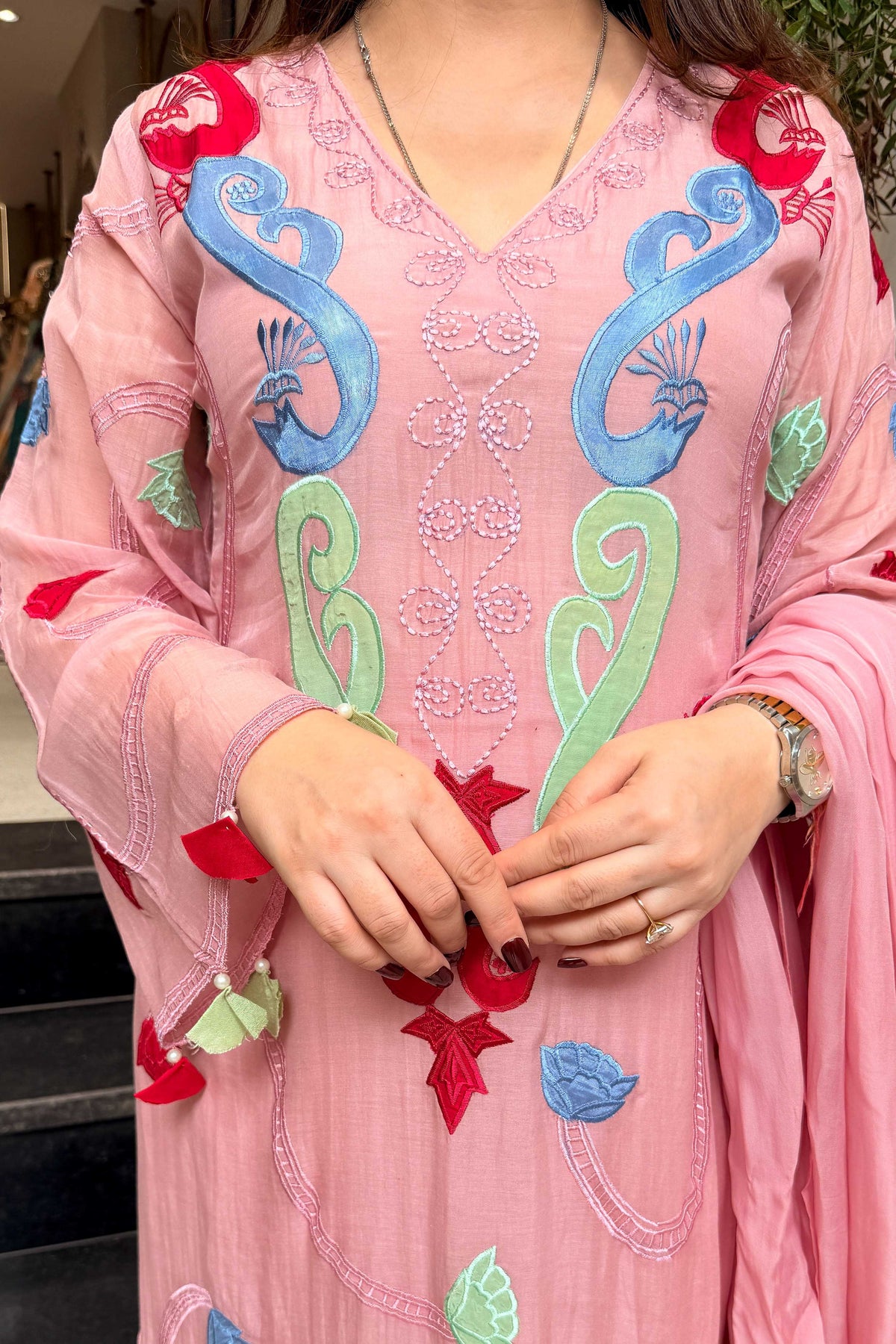 Amaal Floral Embroidered Long Suit Set