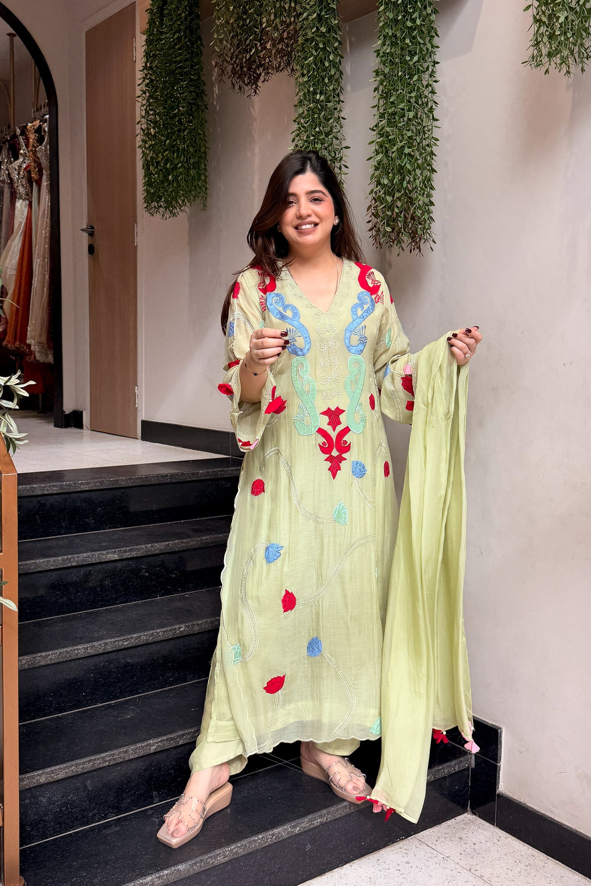 Amaal Floral Embroidered Long Suit Set
