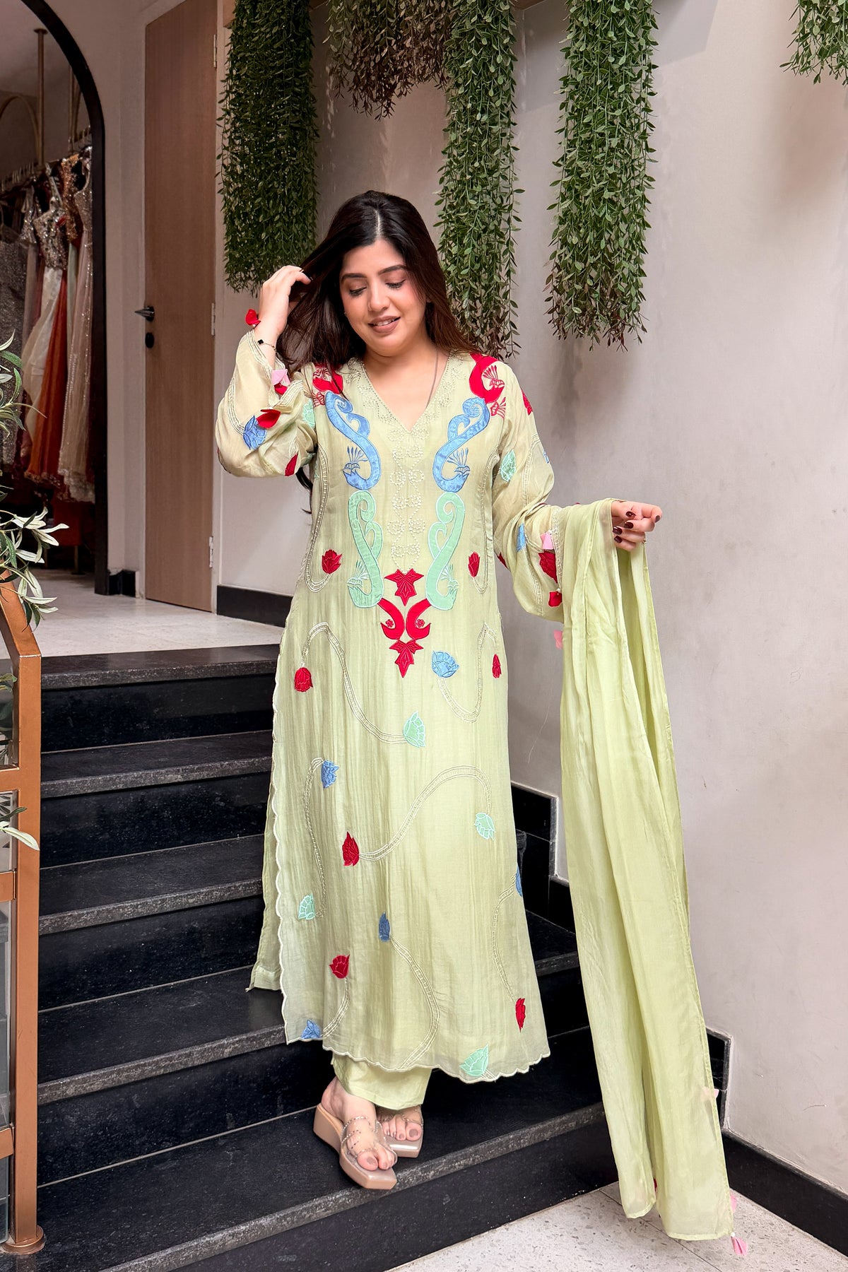 Amaal Floral Embroidered Long Suit Set