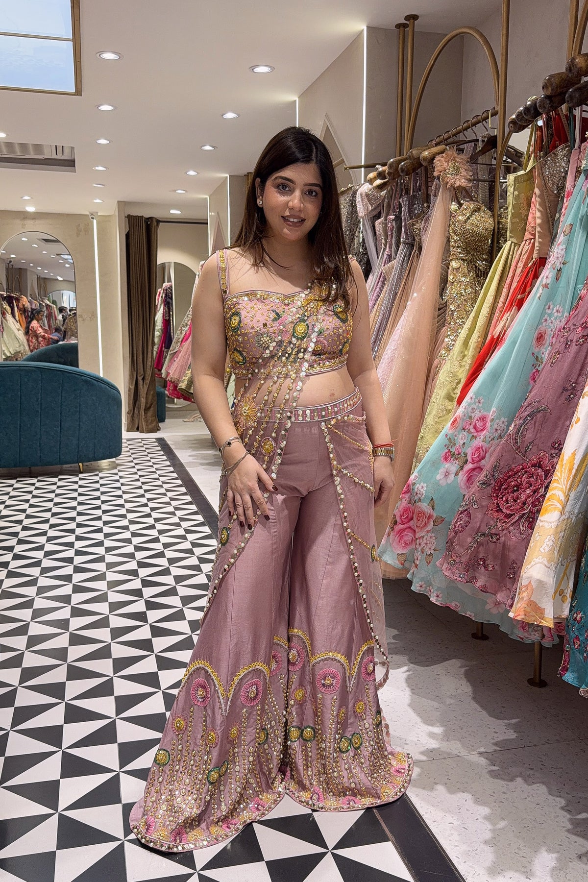 Prama Hand Embroidered Drape Saree