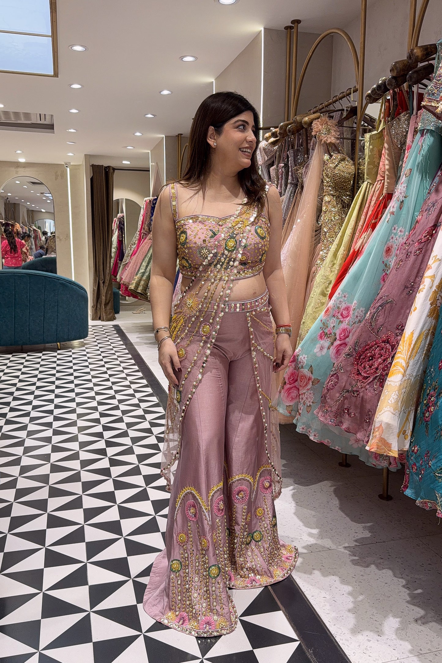 Prama Hand Embroidered Drape Saree