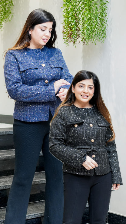 Scout Button Embellished Tweed Coat