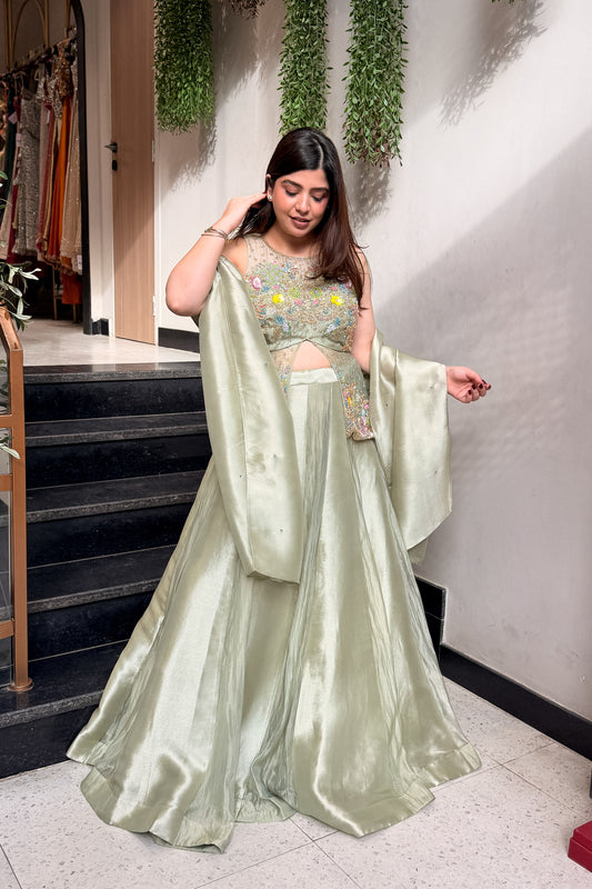 Nazima Hand Embroidered Peplum Skirt Set