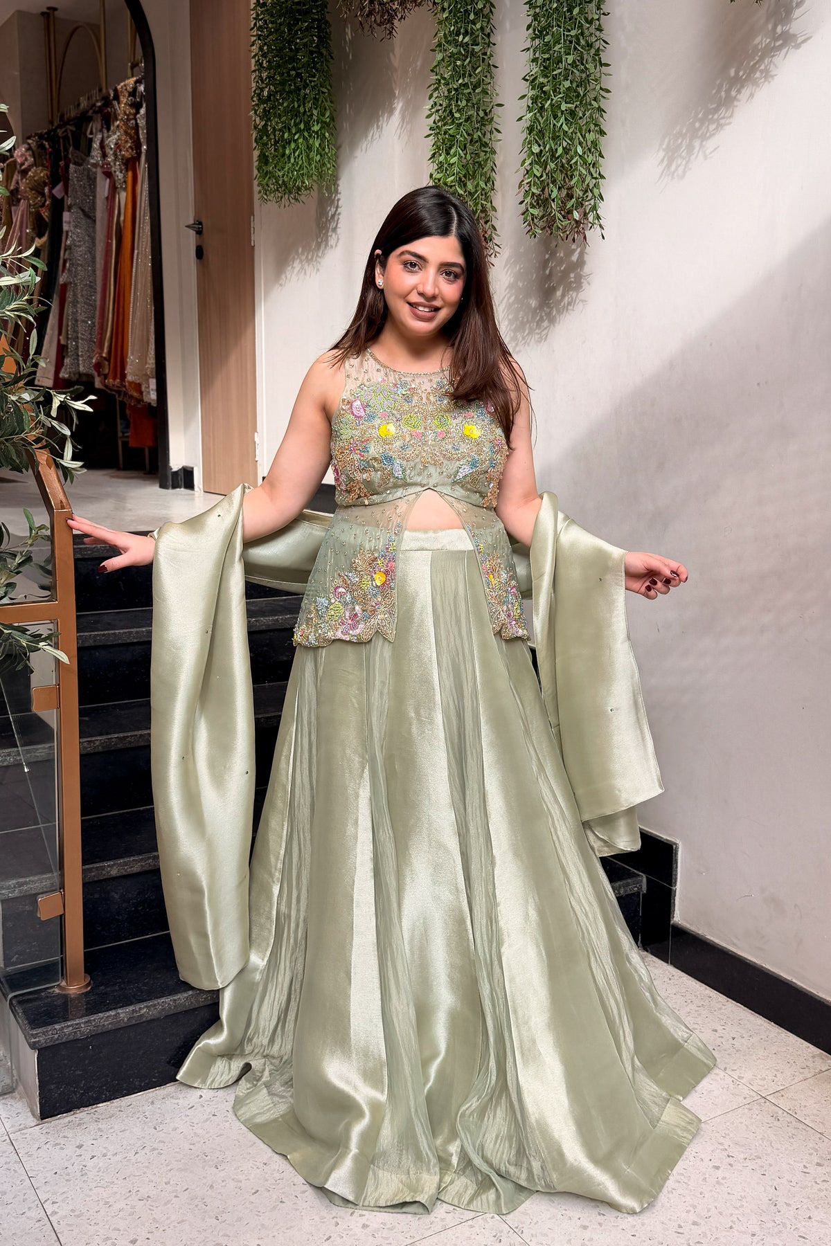 Nazima Hand Embroidered Peplum Skirt Set
