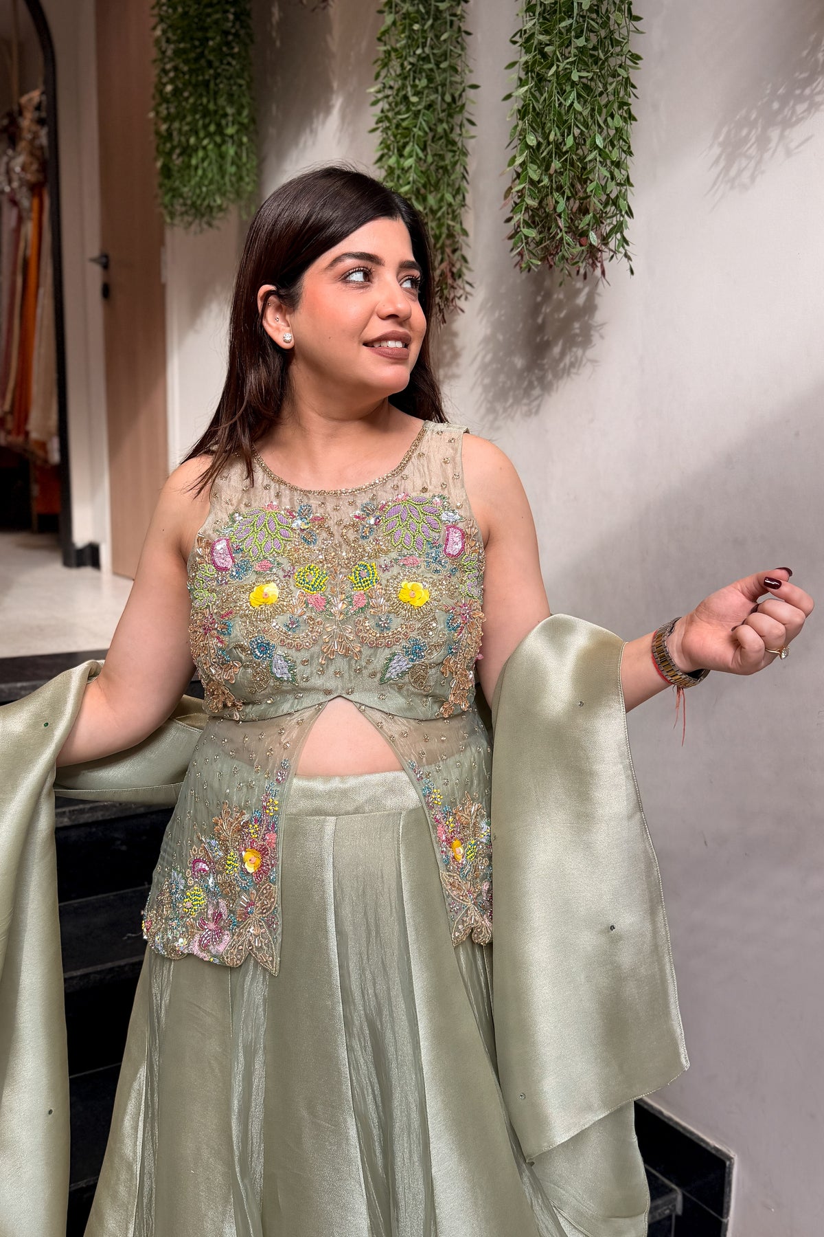 Nazima Hand Embroidered Peplum Skirt Set