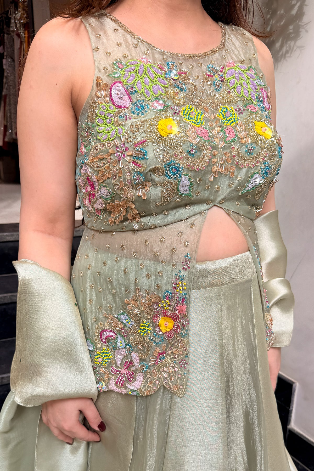 Nazima Hand Embroidered Peplum Skirt Set
