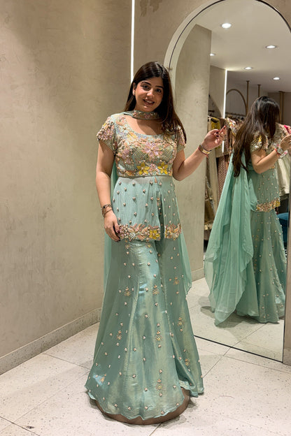 Niravya Floral Hand Embroidered Garara Set