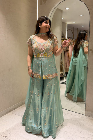 Niravya Floral Hand Embroidered Garara Set