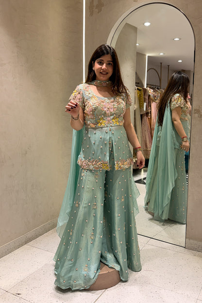 Niravya Floral Hand Embroidered Garara Set