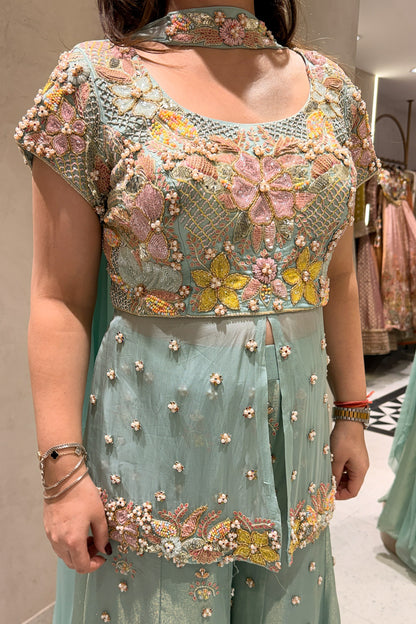 Niravya Floral Hand Embroidered Garara Set