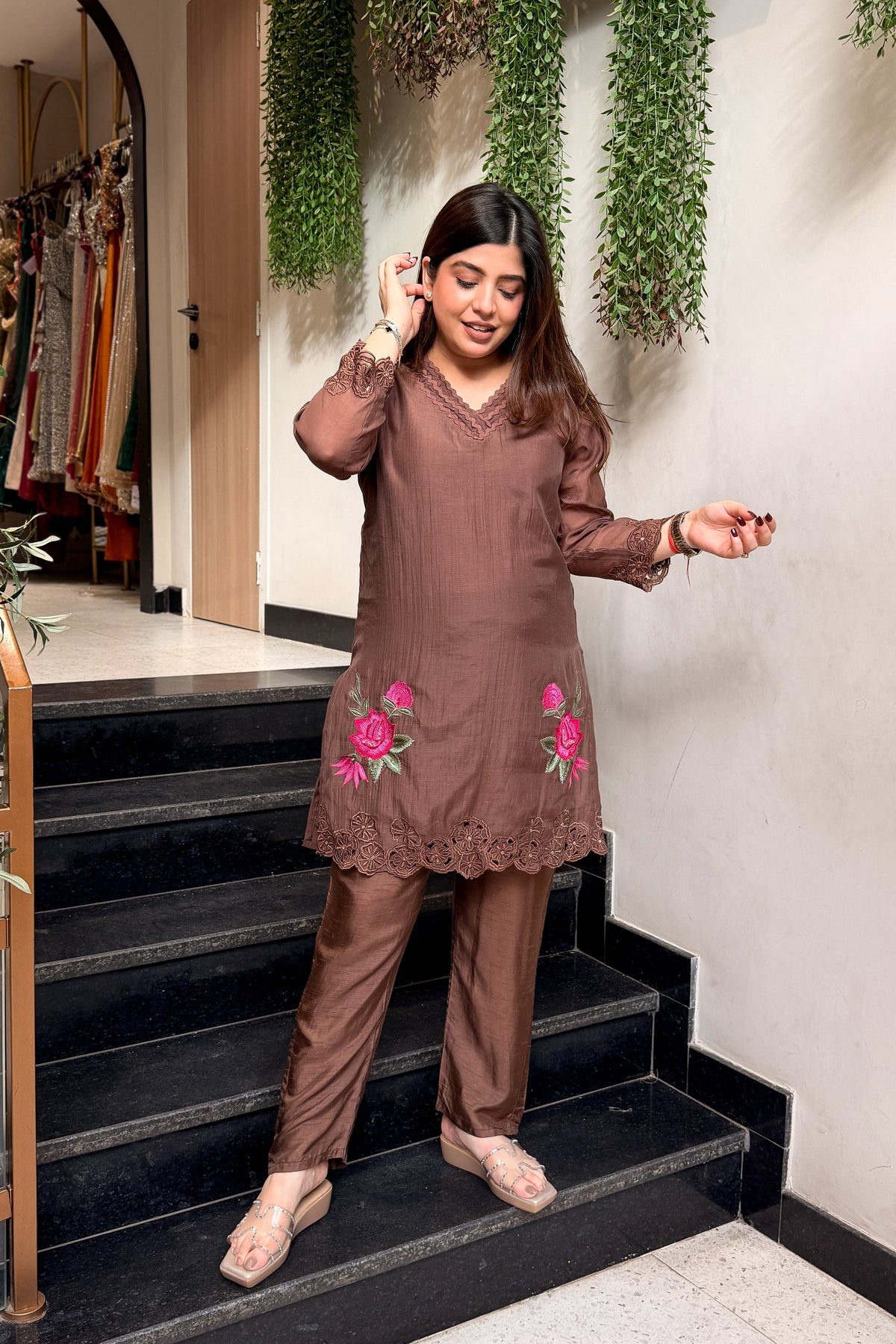 Pranika Floral Embroidered Co ord Set