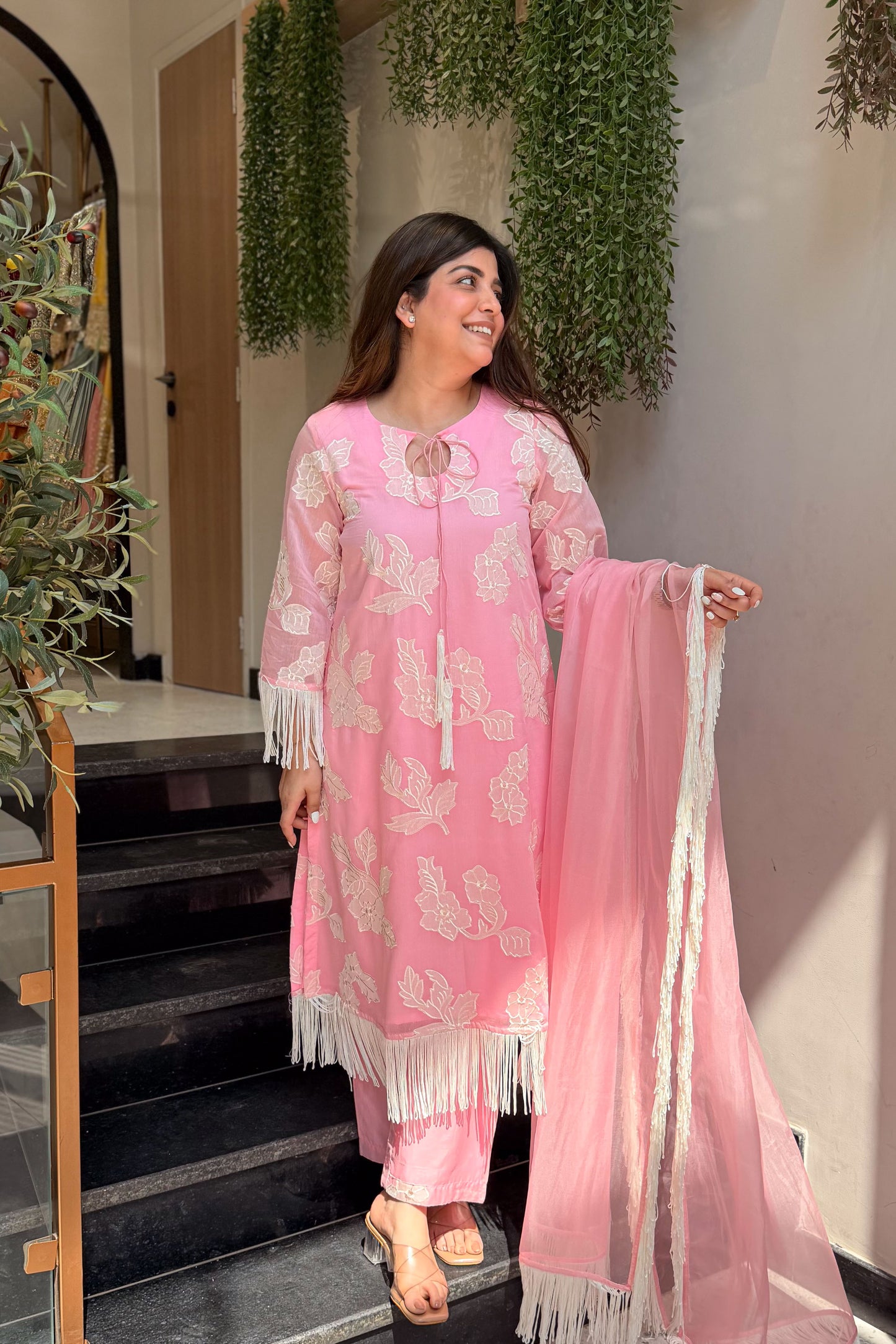Hiba Floral Tassel Embroidered Suit Set