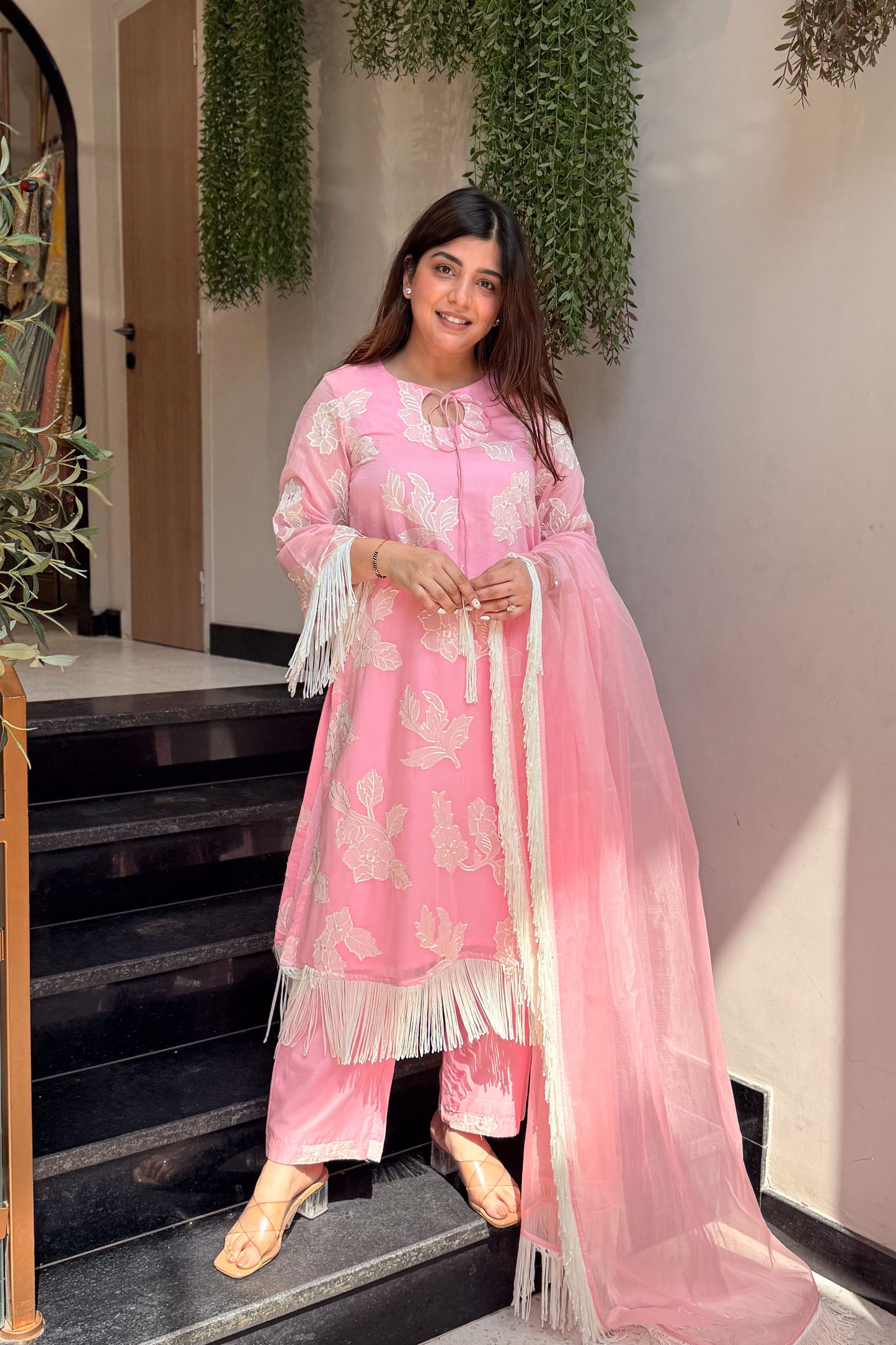 Hiba Floral Tassel Embroidered Suit Set