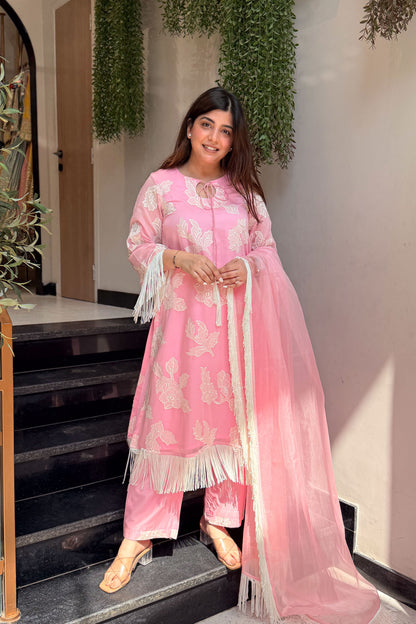 Hiba Floral Tassel Embroidered Suit Set