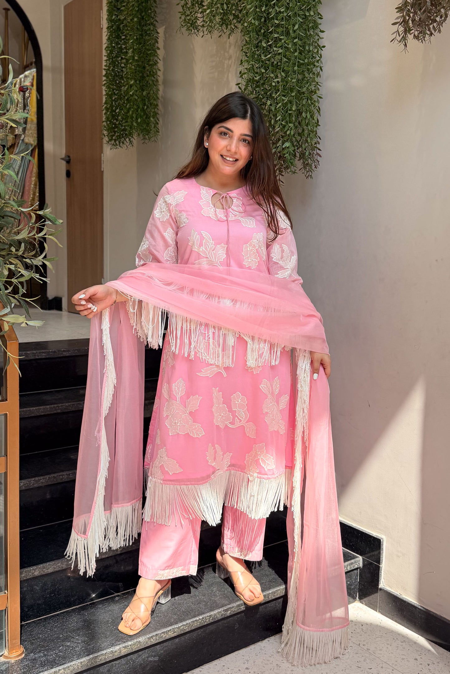 Hiba Floral Tassel Embroidered Suit Set