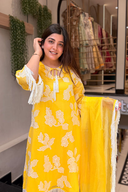 Hiba Floral Tassel Embroidered Suit Set