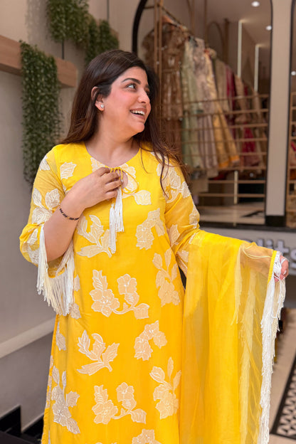 Hiba Floral Tassel Embroidered Suit Set