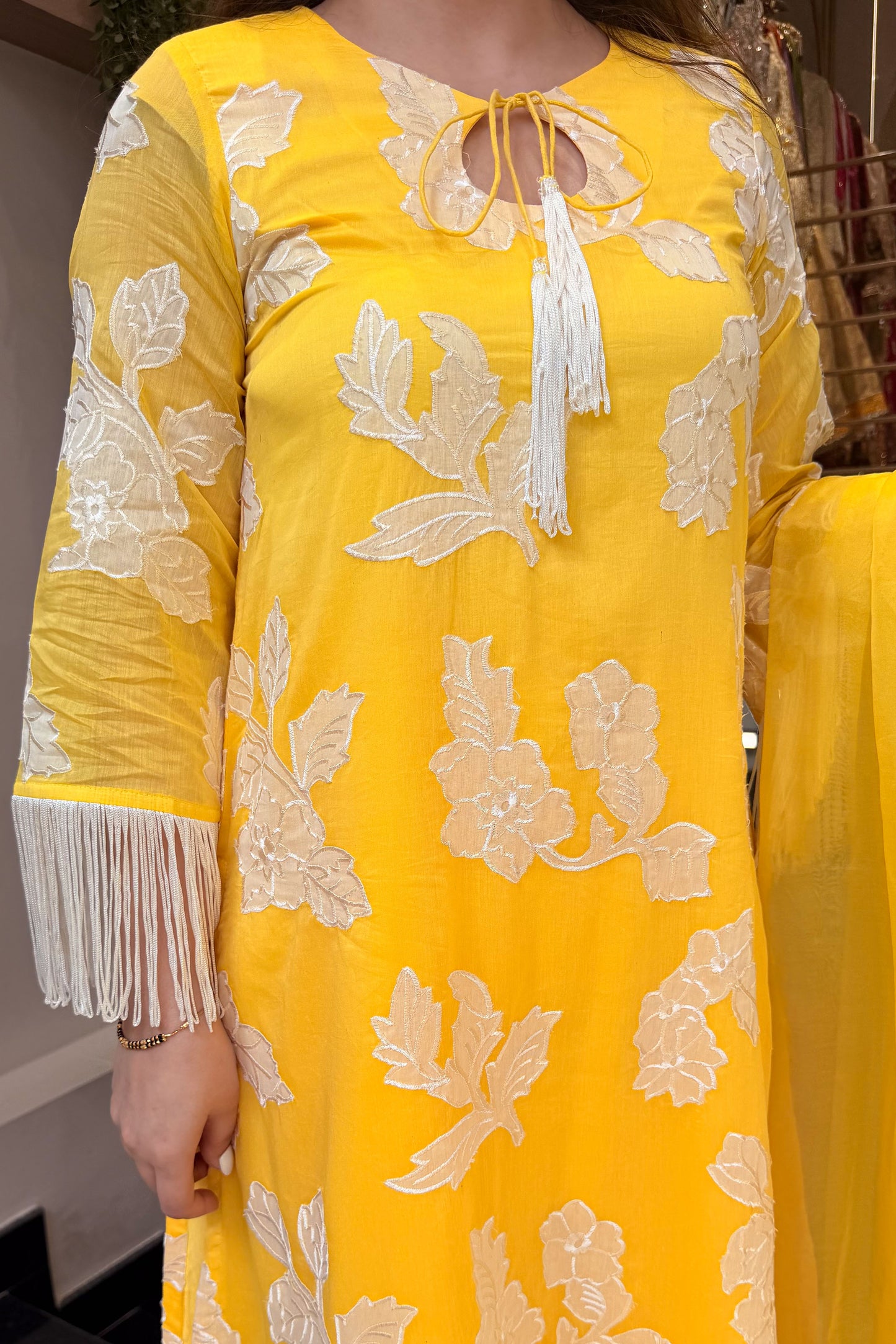 Hiba Floral Tassel Embroidered Suit Set