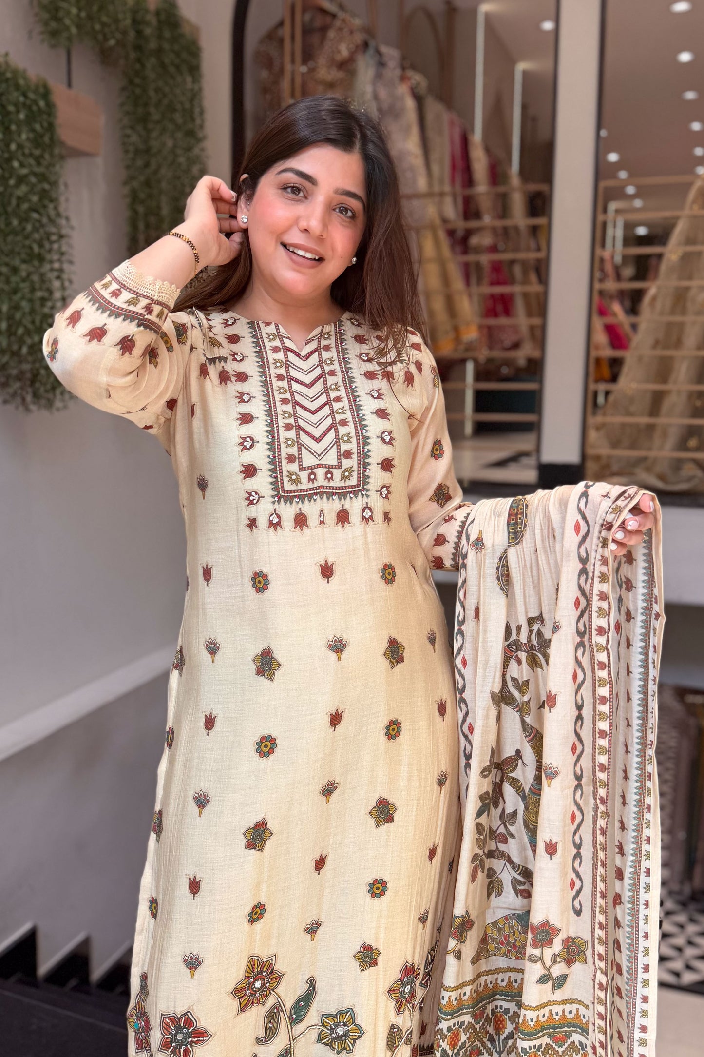 Zariya Printed Embroidered Suit Set
