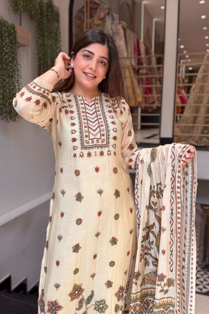 Zariya Printed Embroidered Suit Set