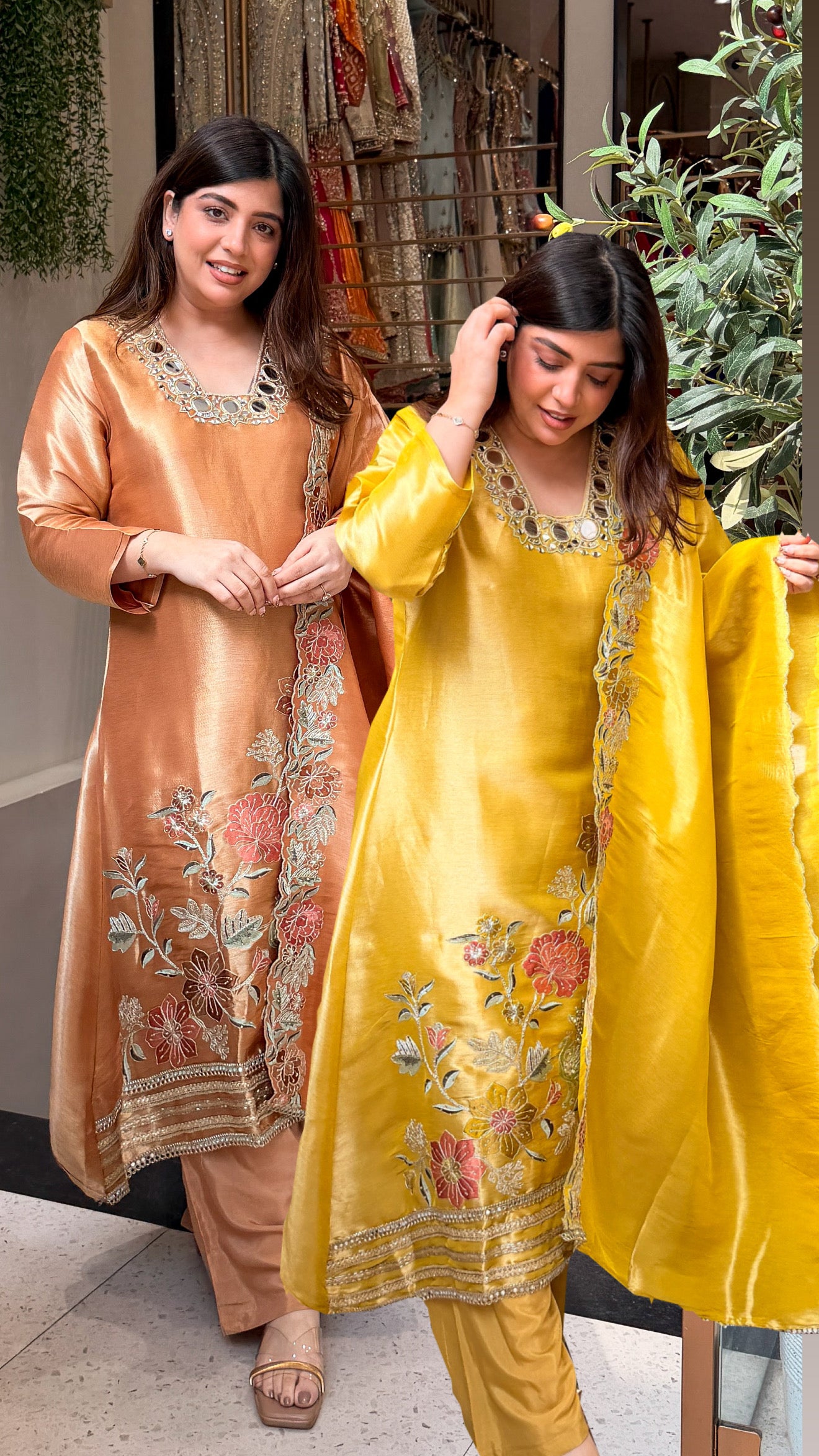 Pratima Mirror & Floral Embroidered Suit Set