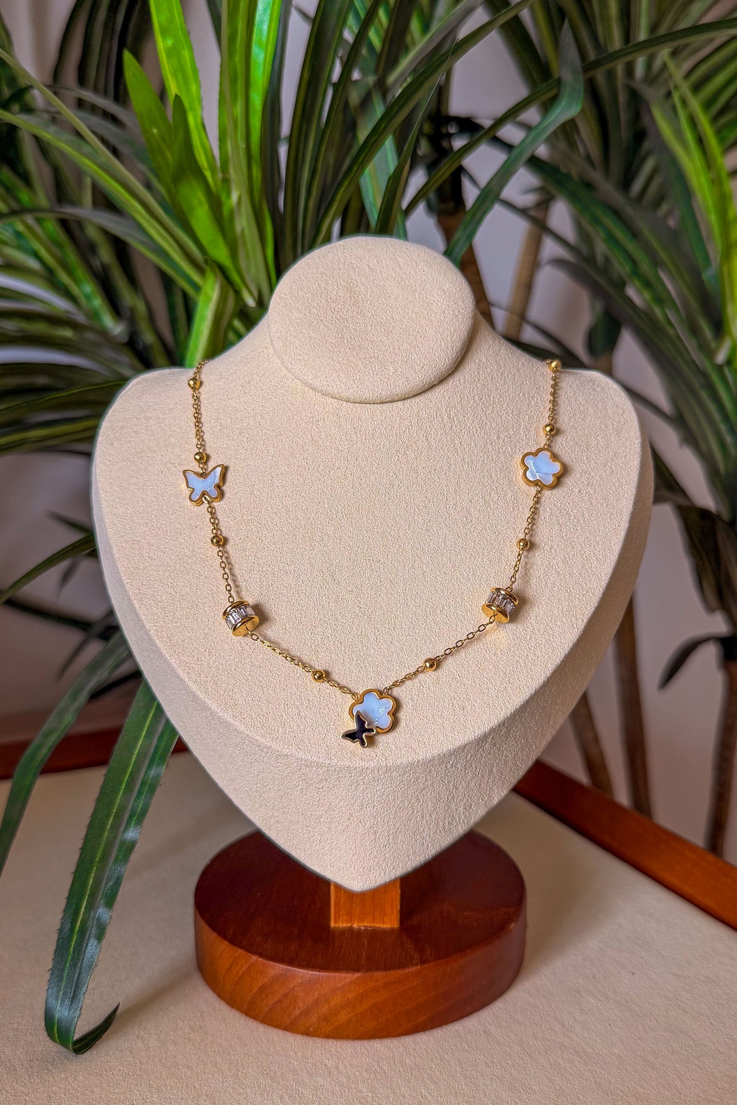 Butterfly Clover Charm Necklace