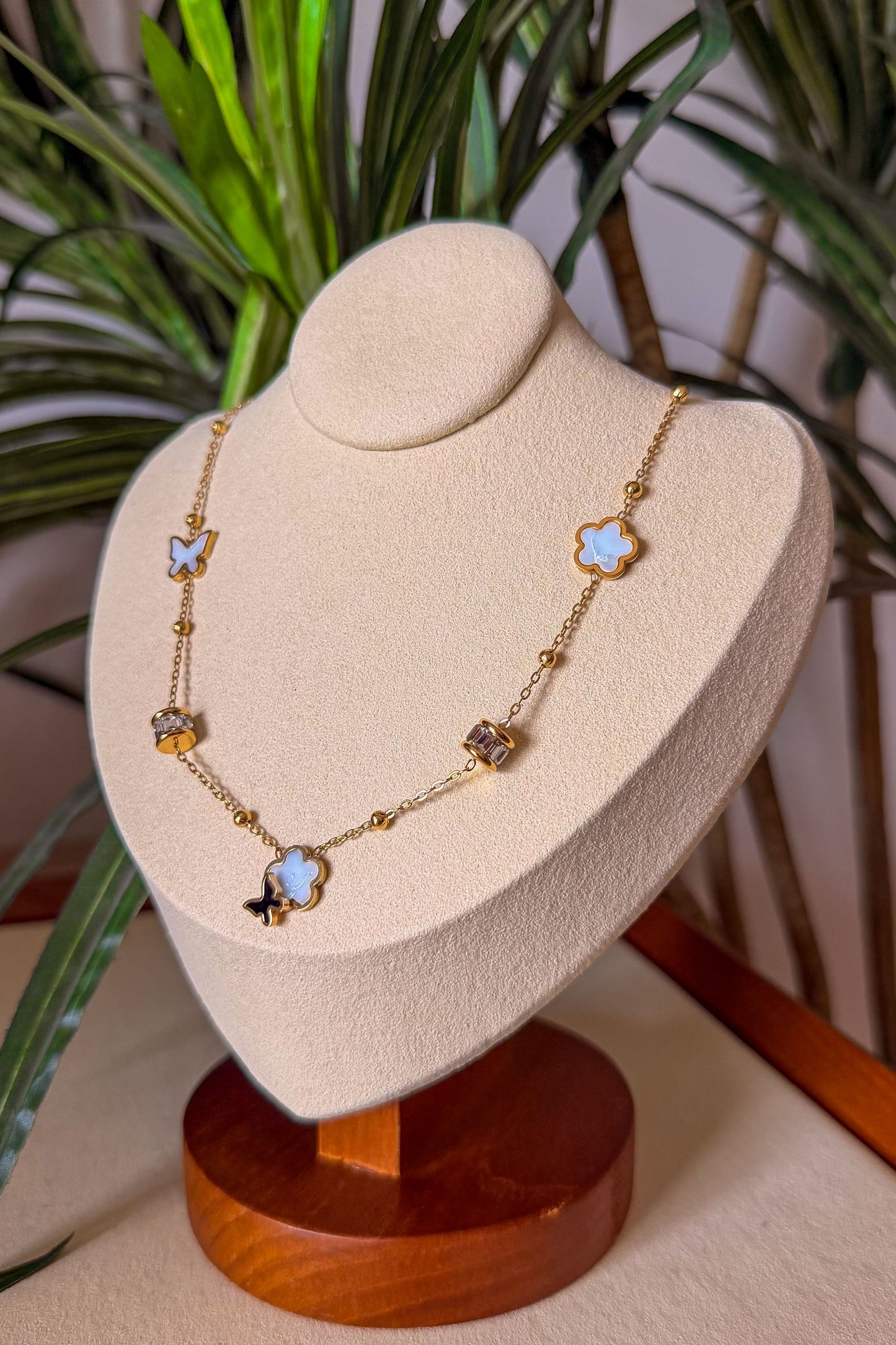 Butterfly Clover Charm Necklace