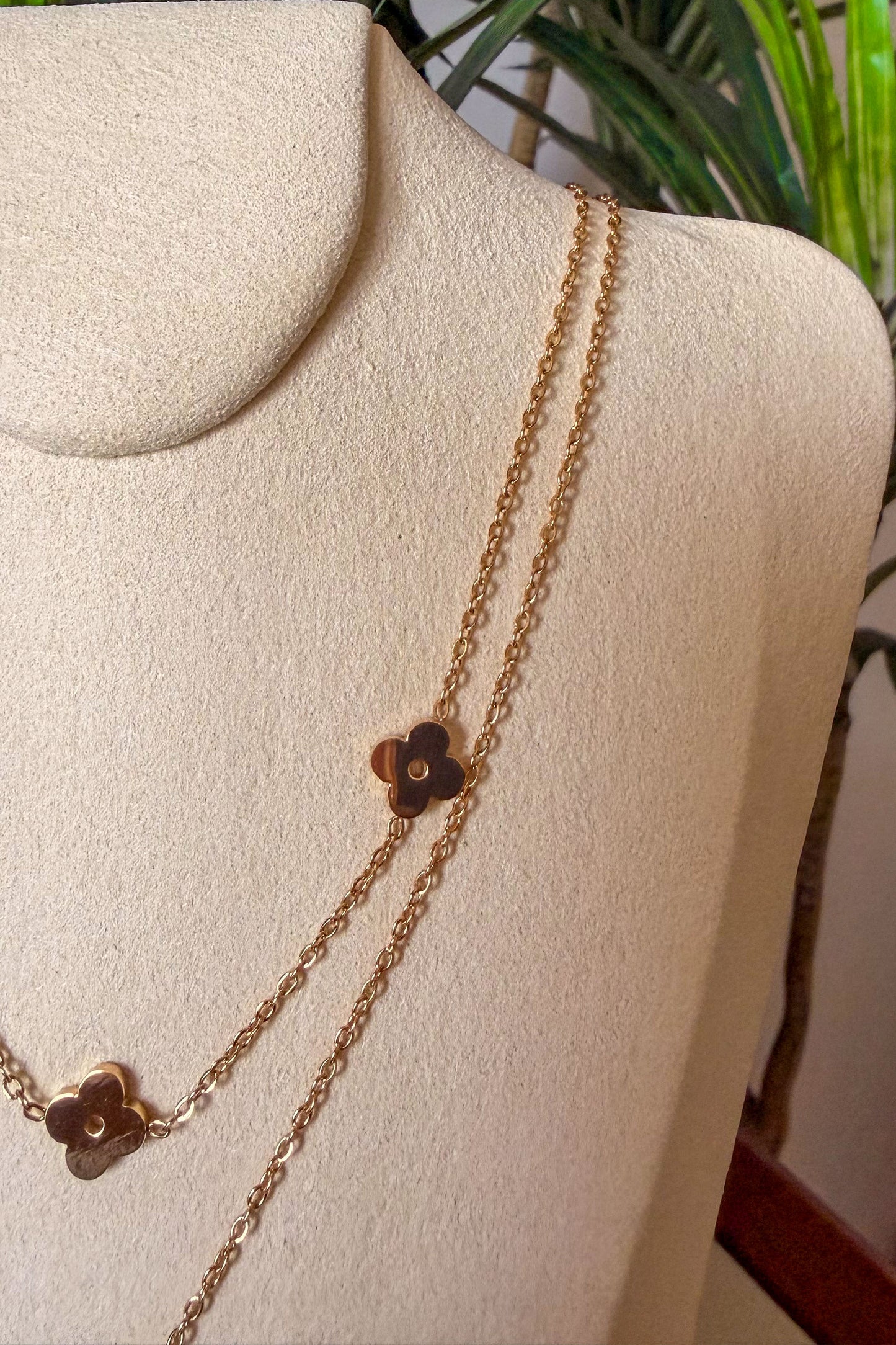 Golden Clover Layered Necklace