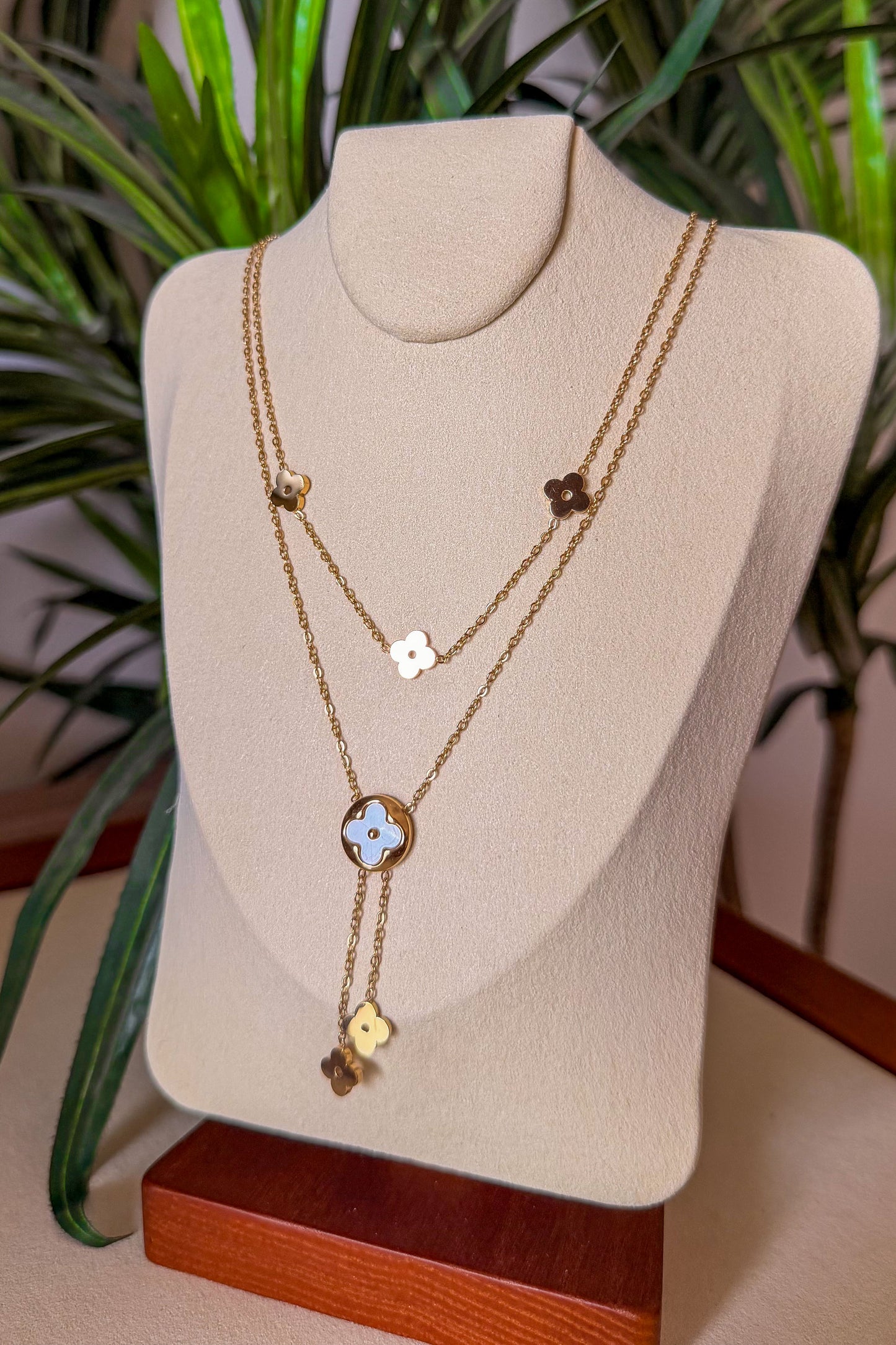 Golden Clover Layered Necklace